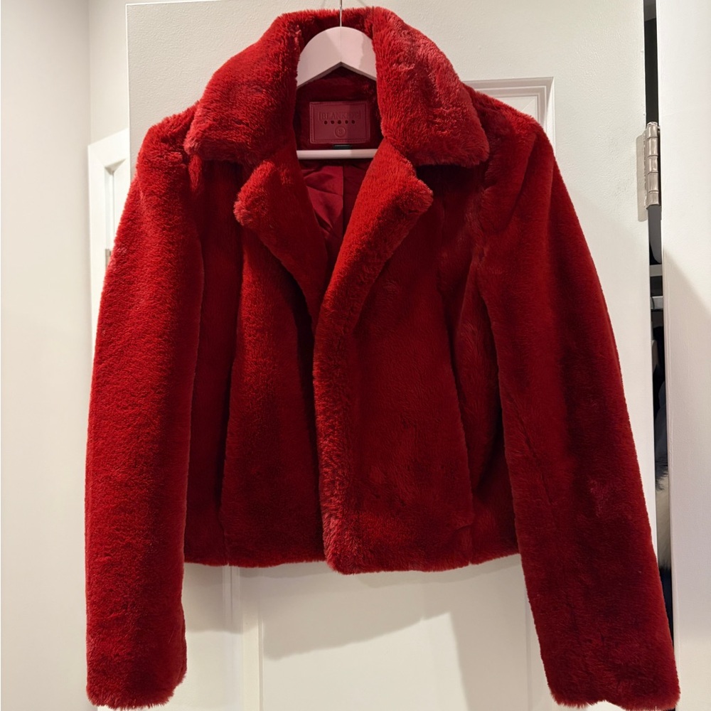 Blank NYC Vibrant Red Fur Jacket